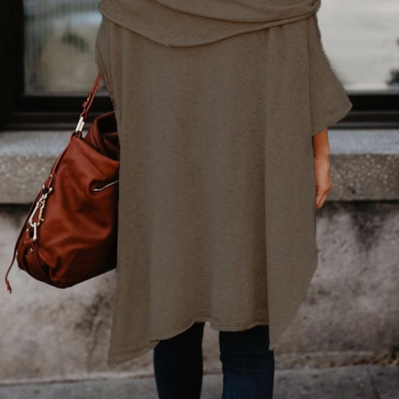 *RESTOCKED* Asymmetrical Dew Shoulder Top/Poncho - Picture 3 of 6